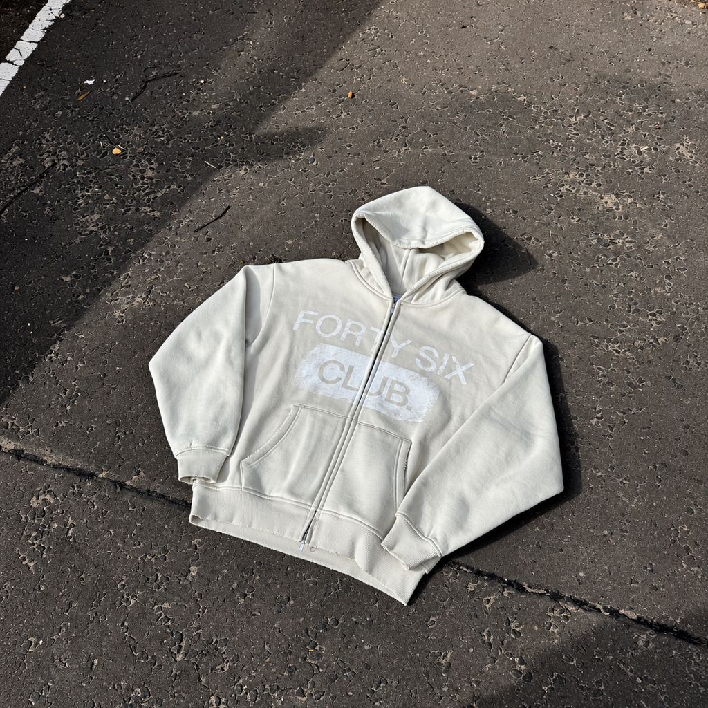FIRST EDITION ZIP HOODIE IN STONE