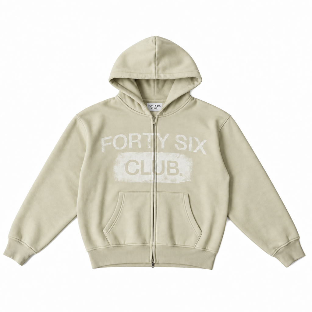 FIRST EDITION ZIP HOODIE IN STONE